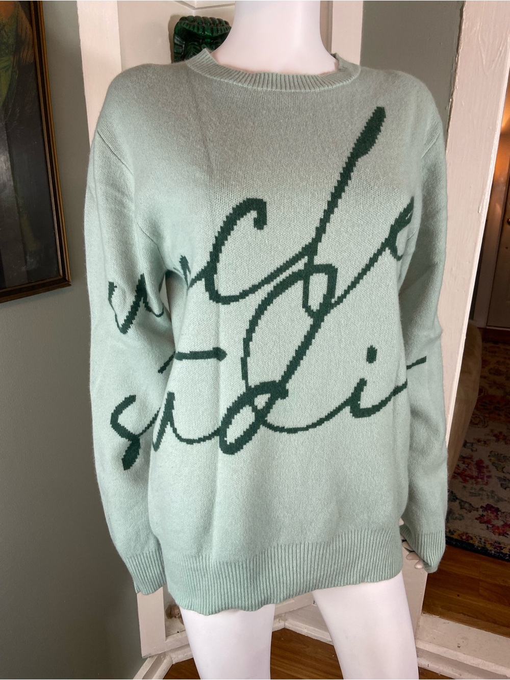 Uncle Studios US Autograph Cursive Sweater Jumper Wool Cashmere Blend Medium M - Picture 2 of 11